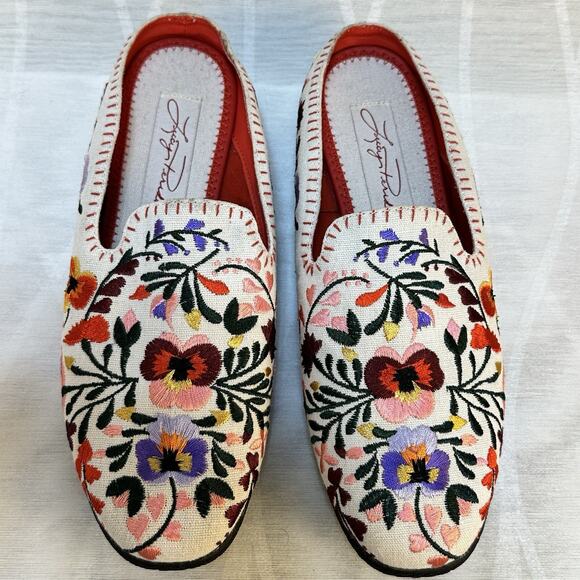 Lucy Pereda sz 6.5 Bunch Berry‎ Slip On Mule Floral Embroidered Comfy Shoes - Picture 1 of 6